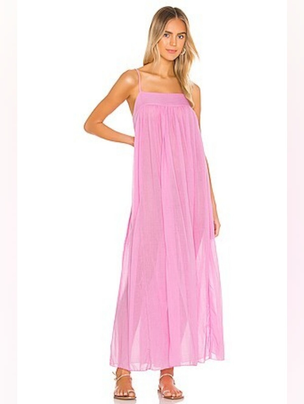 Free People On My Own Maxi Slip Dress in Pink